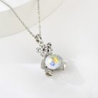 Platinával bevont maci szett színjátszó gömb alakú Swarovski kristállyal (0489.)