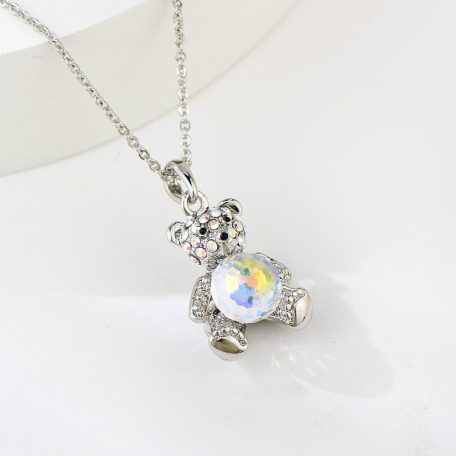 Platinával bevont maci szett színjátszó gömb alakú Swarovski kristállyal (0489.)