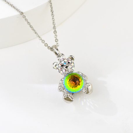 Platinával bevont maci szett szivárvány színű gömb alakú Swarovski kristállyal (0491.)