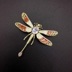   Csodaszép szitakötő bross áttetsző Swarovski kristályokkal (0195.)