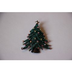 Karácsonyfa bross színes cirkónia kristályokkal (0098.)