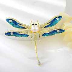   Nagyméretű szitakötő bross áttetsző cirkónia kristályokkal (0037.)