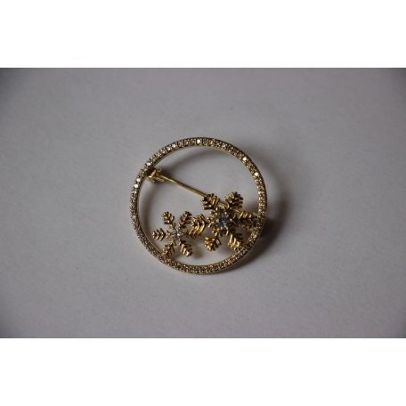 Arannyal bevont kör+hópihe bross áttetsző cirkónia kristályokkal (0516.)