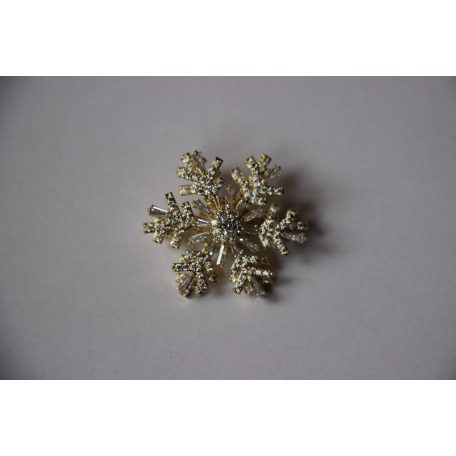 Arannyal bevont nagy hópihe bross áttetsző cirkónia kristályokkal (0466.)