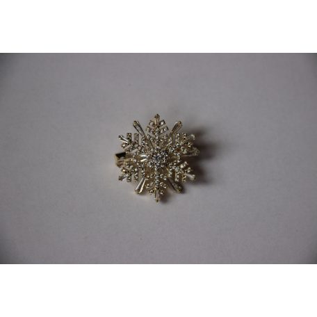 Arannyal bevont kis hópihe bross áttetsző cirkónia kristályokkal (0512.)