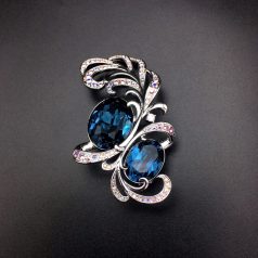   Platinával bevont exkluzív toll bross sötétkék Swarovski kristályokkal (0372.)