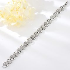   Platinával bevont elegáns zabszem karkötő áttetsző cirkónia kristályokkal (0366.)