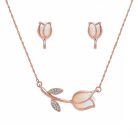 Rózsaarannyal bevont tulipán ékszerszett egyedi kristályokkal (0873.)