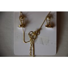   Arannyal bevont ovális ékszerszett borostyánszínű ausztriai kristályokkal (0837.)