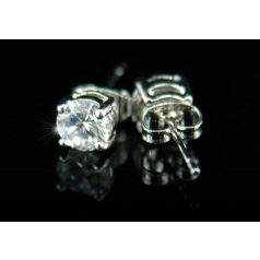   18k fehérarannyal bevont férfi fülbevaló kör alakú szimulált gyémánttal (6 mm-es) 1 pár (0951.)