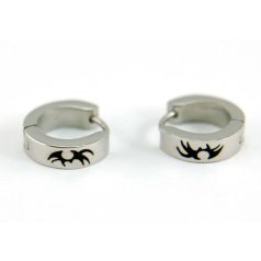    Rozsdamentes acél férfi karika fülbevaló gótikus mintával (1,3 cm-es) 1 pár (0382.)