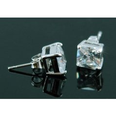   18k fehérarannyal bevont férfi fülbevaló négyzet alakú szimulált gyémánttal ( 7 mm-es ) 1 pár (0831.)