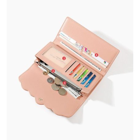 Kék színű nagy méretű műbőr pénztárca  áttört csipkehatású mintával (1039.)