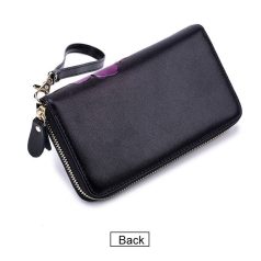   Fekete hasított bőr pénztárca sárga színű virágmintával (1178.)