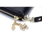 Fekete  színű hasított bőr pénztárca indigókék virágos ág mintával (1021.)