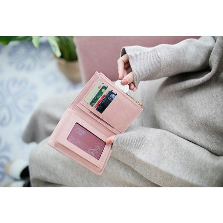 Közepes  méretű, púderrózsaszín női pénztárca (0702.)