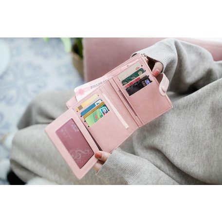 Közepes  méretű, púderrózsaszín női pénztárca (0702.)