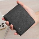 Kis méretű, fekete műbőr férfi pénztárca  (0138.)