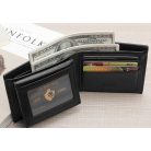 Kis méretű, fekete műbőr férfi pénztárca  (0138.)