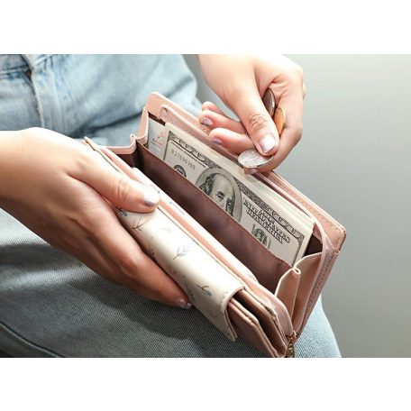 Nagy méretű női pénztárca leveles ág mintával (0920.)