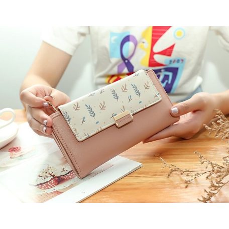 Nagy méretű női pénztárca leveles ág mintával (0920.)
