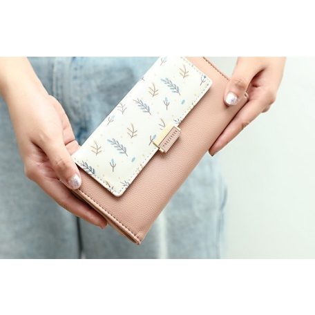 Nagy méretű női pénztárca leveles ág mintával (0920.)