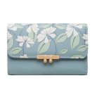 Kis méretű, kék színű női pénztárca  fehér virágos mintával (0962.)