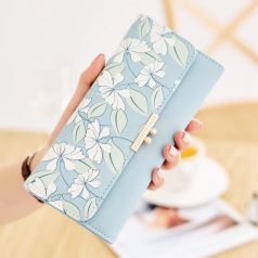 Virágos, kék női pénztárca (0852.)