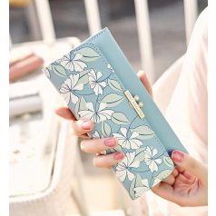 Virágos, kék női pénztárca (0852.)