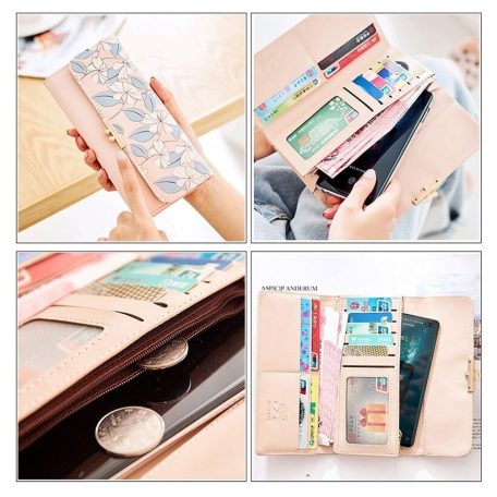 Virágos, kék női pénztárca (0852.)