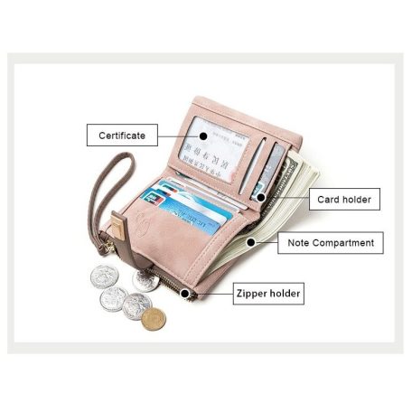 Kis méretű,  rózsaszín  női pénztárca leveles mintával (0914.)