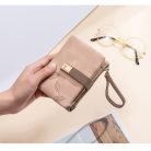 Kis méretű,  rózsaszín  női pénztárca leveles mintával (0914.)