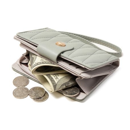 Khakizöld női pénztárca varrott rombusz mintával (0816.)