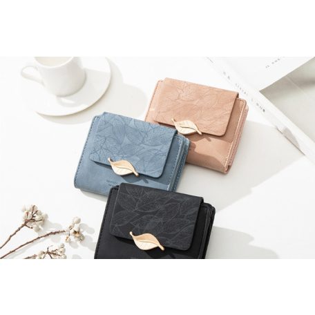 Kis méretű, kék színű műbőr pénztárca díszcsattal (0130.)