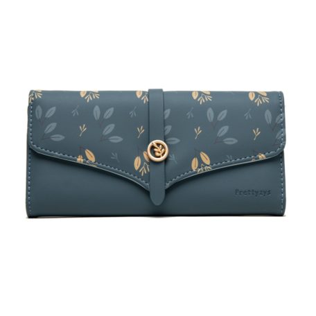 Kék színű női pénztárca leveles  díszítéssel (0091.)