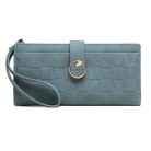 Kék színű nagy méretű pénztárca  négyzetes mintával (0119.)