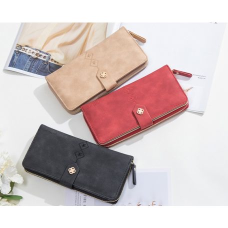 Piros női pénztárca elegáns díszítéssel (0076.)