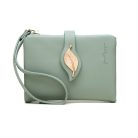 Mohazöld női pénztárca levél díszítéssel (1013.)