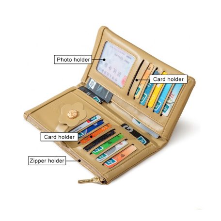 Púderrózsaszín női pénztárca virág díszítéssel (0092.)