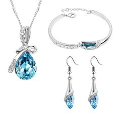   3 részes esőcsepp ékszerszett óceánkék kristályokkal (0276.)