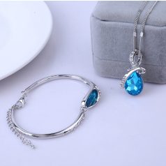   3 részes esőcsepp ékszerszett óceánkék kristályokkal (0276.)