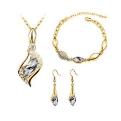   Arannyal bevont 3 részes ékszerszett áttetsző kristályokkal(0894.)