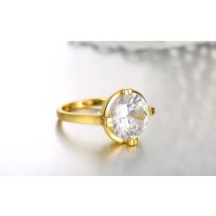   Arannyal bevont romantikus gyűrű CZ kristályos díszítéssel #7 (0089.)