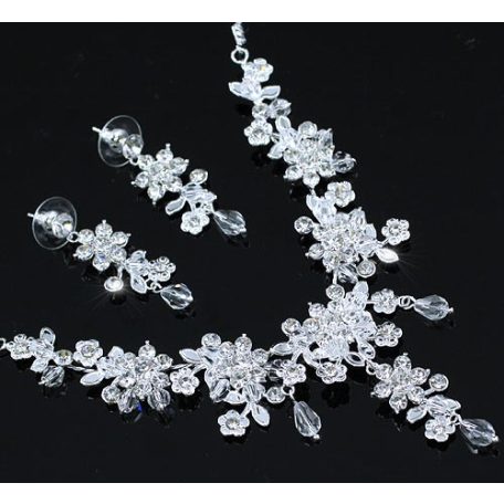 Virágos esküvői/alkalmi ékszerszett ausztriai kristályokkal (0015.)