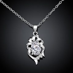   Platinával bevont elegáns masnis nyaklánc CZ kristályokkal (1632.)