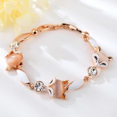   Rózsaarannyal bevont róka karkötő macskaszem opálokkal (0886.)