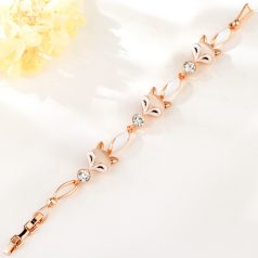   Rózsaarannyal bevont róka karkötő macskaszem opálokkal (0886.)