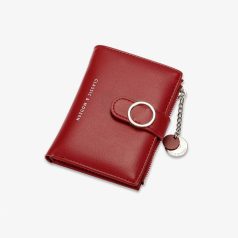   Kis méretű, bordópiros színű elegáns műbőr pénztárca díszcsattal (1067.)