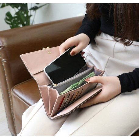 Púderszínű, elegáns, nagy méretű női pénztárca (0323.)