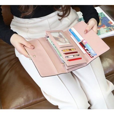 Púderszínű, elegáns, nagy méretű női pénztárca (0323.)